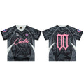 Corteiz Geometric Graphic Athletic Jersey T-Shirt - Black/Grey/Pink